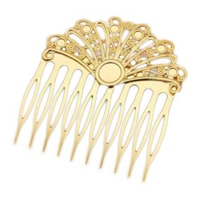 3 Pieces Golden 10 Teeth Metal Hair Side Combs Fanshaped Wedding Veil Hair Combs DIY Hair Clip Combs Hair Pin