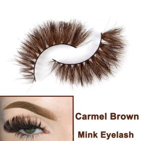 2022 Nieuwe 3D Nertsen Valse Wimpers Handgemaakte Natuurlijke Bruine Fake Mink Wimpers Dikke Lange Zwarte Lash Makeup Tools Voor Wimpers extension (Color: Carmel Brown)