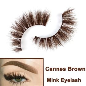 2022 Nieuwe 3D Nertsen Valse Wimpers Handgemaakte Natuurlijke Bruine Fake Mink Wimpers Dikke Lange Zwarte Lash Makeup Tools Voor Wimpers extension (Color: Cannes Brown)