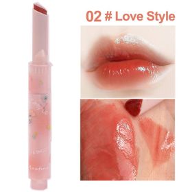 Jelly Mirror Lipstick Makeup Love Shape Waterproof Non-stick Cup Solid Lip Gloss Clear Long Lasting Moisturizing Lipstick Pen (Color: E02)