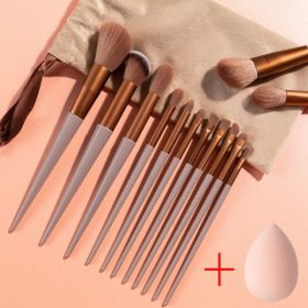 New 13Pcs Makeup Brush Set Makeup Concealer Brush Blush Loose Powder Brush Eye Shadow Highlighter Foundation Brush Beauty Tools (Handle Color: brush and puff8)